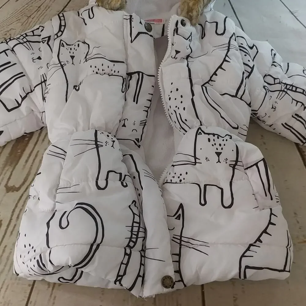Miss Bei Cat Print Hooded Coat‎ (No Zipper)